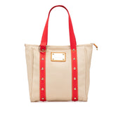 ルイ ヴィトン アンティグア カバMM トートバッグ ショルダーバッグ M40035 レッド ベージュ キャンバス レザー レディース LOUIS VUITTON 【中古】